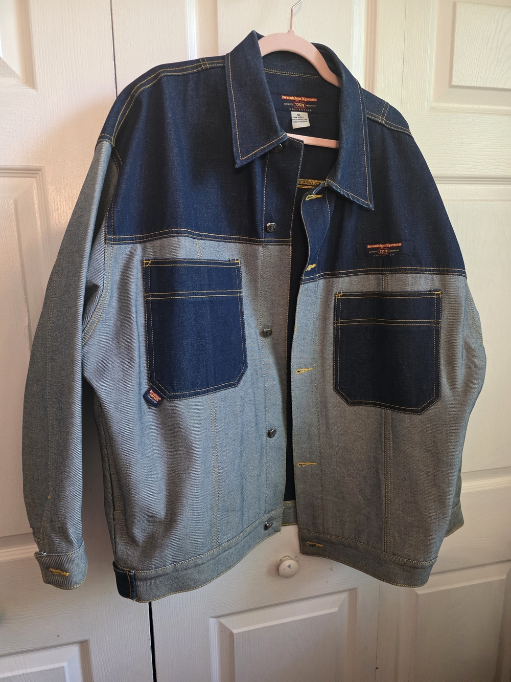 Two-Tone Denim Work Jacket - Blue/Grey